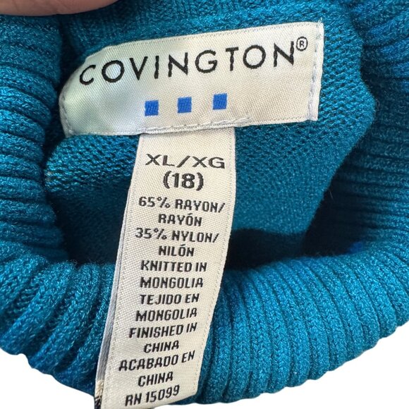 Covington Womens Size XL Teal Turtleneck Sweater - Picture 4 of 6
